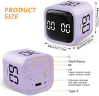GuDoQi Multi-Function Cube Timer, 5/10/30/60 Min & Custom Count Down, Included Pause & Resume Feature, Silent, Vibrate & Adjustable Sound Alarm for Productivity in Tasks, Study & Kitchen, Purple