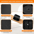 shouwuhho 8 Pack Furniture Risers Adjustable Bed Risers Heavy Duty Lifts Height 1", Square Stackable Bed Risers 1, 2 or 3 Inch for Desk Leg Table Couch Sofa Chair Bed Frame Legs Dorm, Black