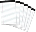 Thboxes 6 Pack Legal Pad 5x8, 180 Sheets Small Note Pad College Ruled Writing Pad Perforated Notepad for School, Office, To-Do Lists Grocery List Shopping List, 30 Sheets White
