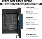 TIANSE Heavy Duty Guillotine Paper Cutter A4 12" Guillotine Paper Cutter 400 Sheet Capacity Solid Steel Construction with Double Safety Protection Perfect for Trimming Paper Cardstock Matboard Black