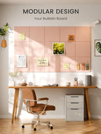 Bumusty Large Cork Board 36"x24" Alternative - 6 Pack Felt Wall Tiles with 40 Safe Removable Adhesive Tabs, 30 Pushpins, Cork Boards for Walls Pin Board Bulletin Board Office Decor (Pink)