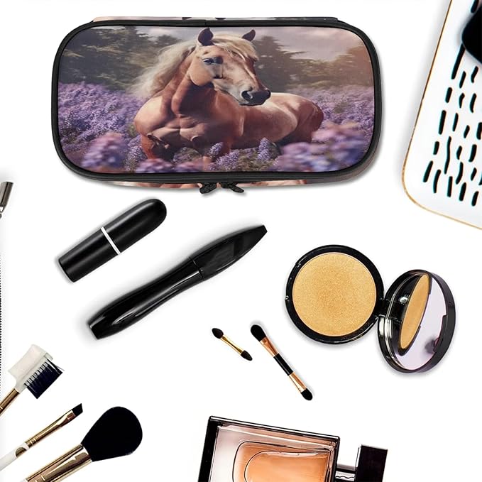 Pardick Pencil Case，Horse Lavender Big Capacity Pencil Pouch Coin Pouch Stationery Organizer For Teen School