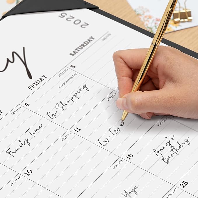 Large Desk Calendar 2026 with Desktop Mat, Cabbrix Desk Pad Calendar 21 x 16-1/2 Inch Covering January 2026 to December 2026, Desk Blotter Calendar for Home School and Office, Black