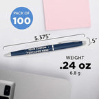 DISCOUNT PROMOS Custom Langham Ballpoint Pens Set of 100, Personalized Bulk Pack - Black Ink, Great for Office, School, Business, Tradeshows - Navy Blue