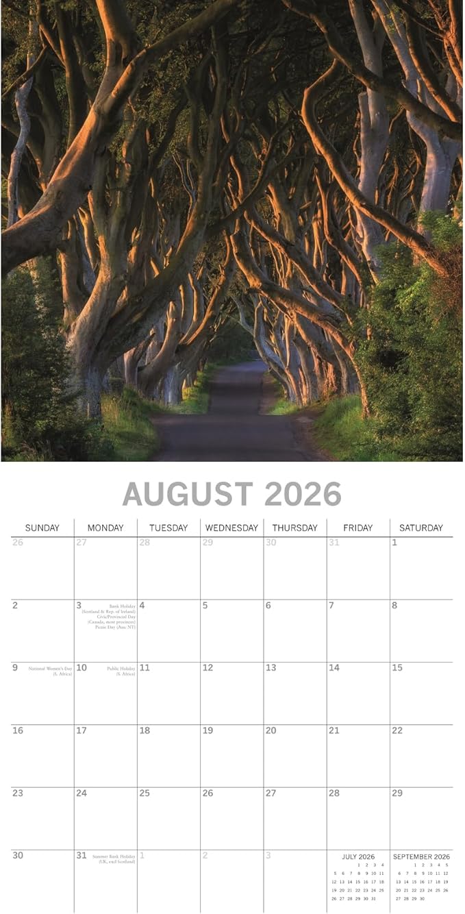 The Gifted Stationery 2026 Square Wall Calendar, Ireland, 16-Month Passport Collection Theme Hanging Calendar with 180 Reminder Stickers, Month Planner for Home, or Creative Spaces, 12x12 In