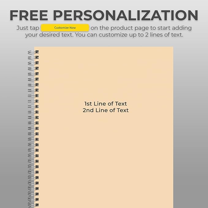 Custom Spiral Notebook Journals with a Pastel Tan Colored Cover - 6 Pack of 8.5" x 11" – College Ruled, Hard Cover, 50 Sheets Per Book – For Journaling, Office, School Supplies, etc.
