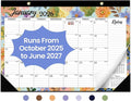 Desk Calendar 2026, 21 Months Calendar Runs from October 2025 to June 2027 - Large 17" x 12" Desktop/Wall Monthly Planner for Home School, or Office - Botanic Whimsy