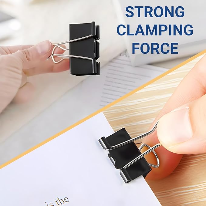 60 PCS Large Binder Clips – 2Inch 51mm Big Black Metal Paper Clamps, Extra Strong Binder Clips for Thick Documents/Office and Home Supplies