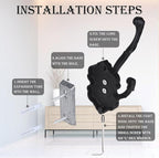4 Pcs Black Coat Hooks Wall Mount, Matte Metal Hat Hooks for Entryway, Cubicle, Mudroom, Bathroom, Heavy Duty Vintage Decorative Wall Hooks for Towel, Key, Robe, Backpack, Purse, Bag, Clothes, Jacket