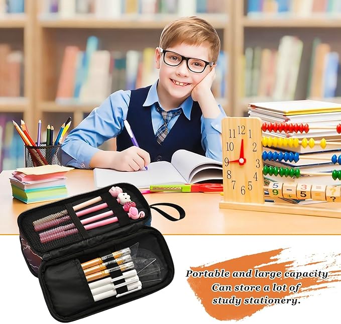 BOENLE Soccer Football Ball Pencil Case Box Boys Girls Large Pencil Pouch with Zipper Compartments Big Capacity Stationery Pen Bag Organizer for Kids Teens Adults School Office