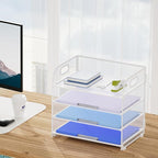 Marbrasse 2 Pack 4 Tier Paper Organizer Letter Tray - Mesh Desk File Organizer with Handle, Paper Sorter Organizer for Letter/A4 Office File Folder Holder (White, 12.6" x 9.1" x 10.7")