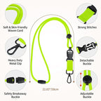 Fishent Breakaway Neck Lanyards for ID Badges, Adjustable Durable Heavy Duty Lanyard with Detachable Buckle for Keys Holder (Neon)
