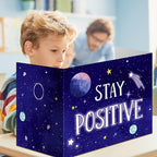 Affrolling 12 Pcs Inspirational Privacy Folders Bulk for Students Cardboard Privacy Boards Desk Divider Panel Waterproof Testing Divider for Classroom Back to School Study Supplies (Space)