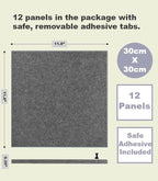 DECORITA Felt Wall Tiles | Large Cork Board Alternative | Aesthetic Felt Bulletin Board for Office, Home & Classroom | Large Cork Boards for Walls Pinboard (12-Pack) | Gray