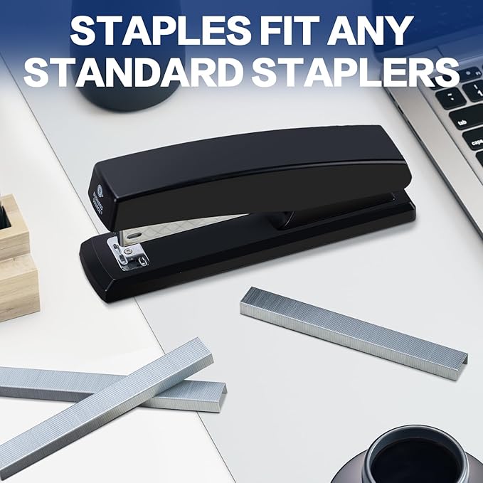 Deli Staples, 25000 Staples, Standard Staple for Desktop Staplers, 1/4'' Length, 210/Strip, 5 Boxes of 5000 Each