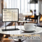 Zhengmy 1 Pcs Tabletop Sign Holder with Flat Base 11" x 8.5" Double Sided Countertop Sign Holder Horizontal Desktop Display Stand Metal Poster Display Stand for Office Store Restaurant Hotels, Black