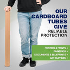 3" x 36" Reinforced Kraft Paper Mailing Tubes, Pack of 6 Tubes with 2 Caps Each – USPS Approved Poster Tube – Made in USA Cardboard Tube for Shipping and Storing Posters, Prints, Artwork, or Documents