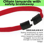 Ollain 25 Pack Breakaway Lanyard with J-Hook Bulk Flat Lanyards for Name tag ID Badges (Red, Breakaway 25 Pack)
