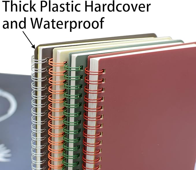 Yansanido Spiral Notebook, 4 Pcs 4 Color A5 Thick Plastic Hardcover 7mm College Ruled Paper 80 Sheets (160 Pages) Journal for School and Office Supplies (4 Pcs A5)