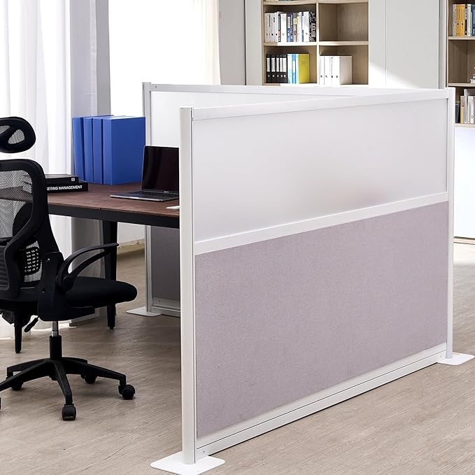 VEVOR Office Divider Privacy Partitions, 2-Pack, 72" x 48" Room Divider Walls, PET Workstation Cubicle Partition with Frosted Acrylic Windows, Freestanding Privacy Panels for Office Library School