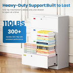 PEUKC 4 Drawer File Cabinet, Lateral Filing Cabinets for Home Office, Office Storage Drawers with Lock, Hanging Files Legal/Letter A4 Size (Assemble Required,White)