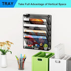 GDINDINFAN Wall File Organizer Holder Mesh Hanging Paper Document Holder,Vertical 6 Pocket Tier for Office Home, Black