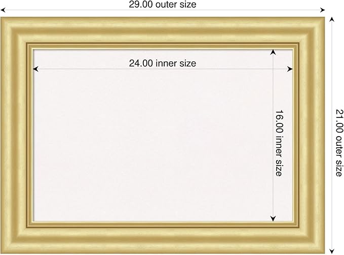 Amanti Art White Cork Board for Wall, 21x29 Vision Board with Gold Frame, Medium Corkboard Office Decor for Home Organization, Traditional Corkboard Pinboard to Display Items for Home Organization