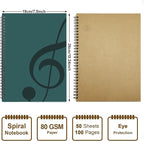 MAXCURY Blank Sheet Music Composition Manuscript Staff Paper Art Music Notebook Black 100 Pages 26x19cm (Water Blue/Ocean Blue)