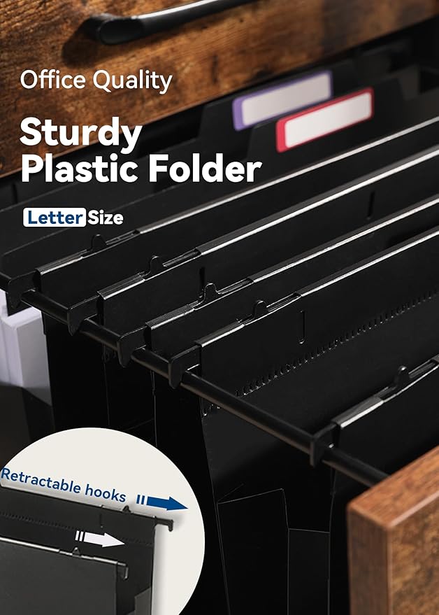 SortRax Plastic High Capacity Hanging File Folders, Letter Size, 4" Expanding Accordion Pocket with Movable Dividers, Heavy Duty for Filing Cabinet, Insertable Tabs, 6 Pack