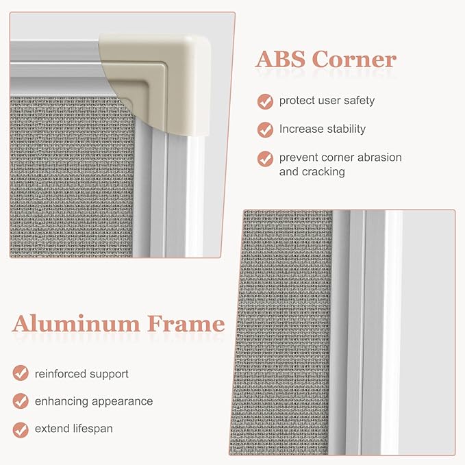 AMUSIGHT Double-Sided Large Cork Board with Linen, 60" x 40" Foldable Hanging Aluminum Framed Bulletin Board, Vision Board Pin Board Corkboards for Walls, Office, School Decor, 20 Pushpins