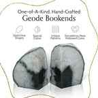 Nature's Decorations Agate Bookends - A Quality Green Geode with Non-Skid Rubber Bumpers for Shelves, Office, Home Decor, Heavy Duty Cute Stone (4-6 LB)