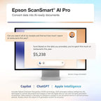 Epson RapidReceipt RR-600W Wireless Desktop Color 2-Sided Receipt & Document Scanner with ScanSmart AI PRO Receipt Management & PDF Software for PC & Mac, Touchscreen & 100-Page Auto Document Feeder