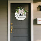 VPDTVK Welcome Sign for Front Door, Rustic Welcome Door Sign Outdoor Wreaths Decor for Spring Summer Autumn and Winter All Seasons Holiday Halloween Christmas(White)