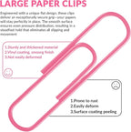 Jumbo Paper Clips, 2 Inch Large Paper Clip, 100 pcs Paperclips (Jumbo, Pink)