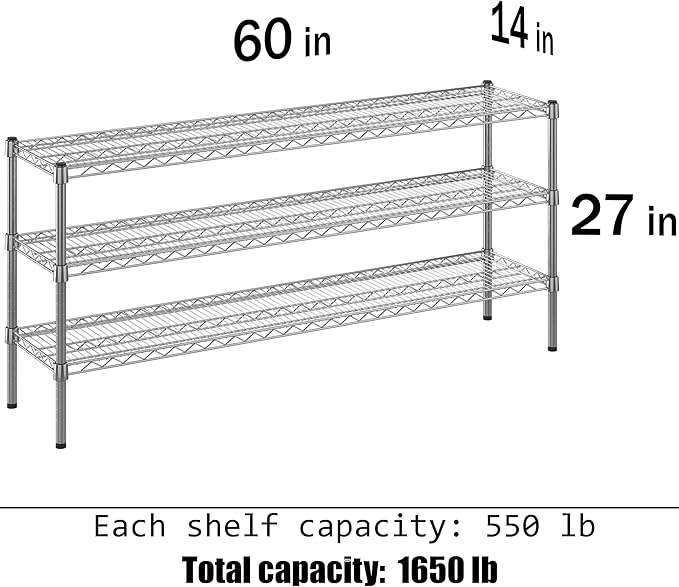 Regal Altair 14" Deep x 60" Wide x 27" Height Wire Shelving Kit | 3-Tier | NSF Commercial Storage Rack Unit