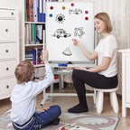 Max-officoo 40" x 28" Mobile Dry Erase Whiteboard Double-Sided White Boards on Wheels Flip-Over Magnetic Rolling Whiteboard with Stand, Aluminium Frame