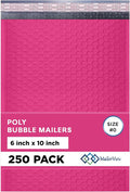 Hot Pink Small Poly Bubble Mailers 6x10 inch #0 | Self Seal Padded Envelopes | Cushioned Bubble Mailer | Usable Size 6x9 | WaterProof | Lightweight mailing Shipping Bags | 250 Pack Bulk