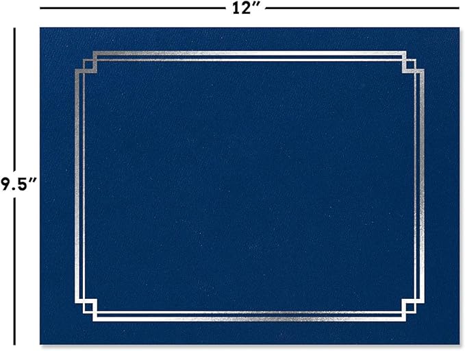 Fine Stationery Classic Elite Award Certificate Collection - Includes 25 Certificate Papers (White/Blue), 25 Heavy Linen Folders (Blue/Silver), 25 Silver Foil Seals, Laser & Inkjet Printer Compatible
