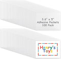 Jeyiour 100 Pcs Label Holders Adhesive Nameplate Pockets Storage Bin Labels Index Card Holder Shelf Plastic Peel Stick for Classroom Supermarket Bookshelf Library Student Box Drawer (3.6 x 5 Inch)
