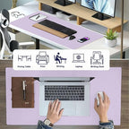 PU Leather Desk Pad Protector Gaming Mouse Pad Non Slip Desk Mat for Keyboard and Mouse Waterproof Desk Writing Pad for Office and Home Desk Accessories(Purple, 23.6 * 11.8)