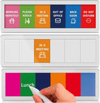 Office Door Signs with 6 Printed Status Options – Do Not Disturb, Out of Office, In a Meeting, Please Knock, Work from Home, Back Soon – Includes Custom Personalized Blank Sticker for Privacy Workspace or Studio Available and Away