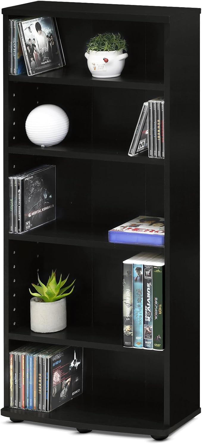 FURINNO Jaya 4-Tier Multimedia Storage Tower, Espresso