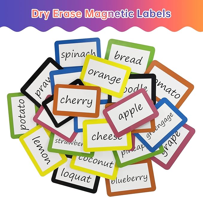 Dry Erase Magnets Set - 24 Pack - 3x2 in Whiteboard Magnetic Notes Planning Pads Labels - Small White Board Magnet Strips Name Tags for Home and Office