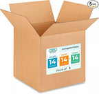 Medium Cube Moving & Shipping Boxes 14 x 14 x 14 inches (5-Pack) - Extra Strength 200 lb vs Regular - Corrugated Boxes for Shipping - Medium Shipping Box by IDL Packaging