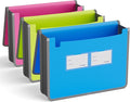 ABC life 3 Pack Expanding File Folder Organizer Poly Pockets A4/Letter Size, Plastic Expandable File Wallet/Colorful Document Folder with Elastic Closure, Premium Accordion File Pouch, 2 Card Holder