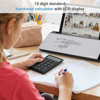 Varhomax Glass Desk Whiteboard with Calculator, Desktop Dry Erase White Board with Storage, to Do List Memo Notepad for Home and Office