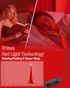 Finezeal 670nm Red Book Light [2 Pack] - Zero Blue Light, Rechargeable Clip On Red Reading Light Lamp for Reading at Night - Poratble Dimmable LED Book Lamp, Gift for Lovers Travel Studying Nursing