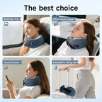 SPRFUFLY Soft Travel Pillow, 100% Memory Airplane Pillow with Sleep Mask and Ear Plugs, Breathable Removable Cover & Ergonomic Design - Essentials Neck Pillow for Airplane, Office & Home Use