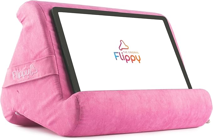 Flippy Original Tablet Pillow Stand & iPad Holder, Gift for Book Lovers & Readers, Multi-Angle Stand with Storage for Lap, Desk & Bed, Compatible with Kindle, Fire, iPad & Samsung, in The Pink Baby