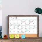 Calendar Whiteboard for Wall, 18x24 Inches White Board Calendar Dry Erase, Magnetic White Board with Wood Frame, Hanging Dry Erase Board for Kitchen Home Office School Planner